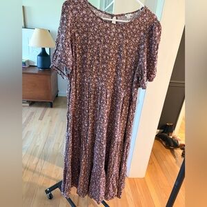 Aerie Floral Brown Maxi Dress